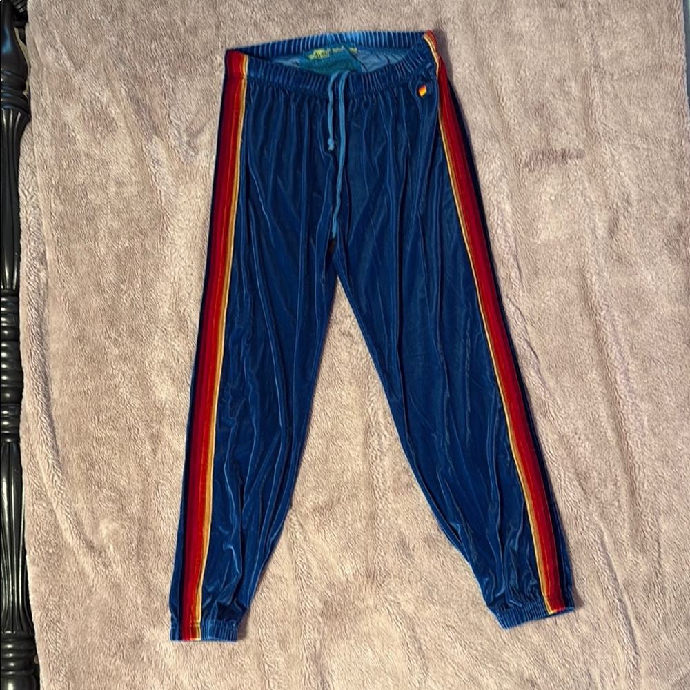Aviator Nation Blue Velour Joggers